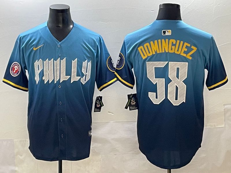 Men 2025 Philadelphia Phillies #58 Dominguez Blue City Edition Nike MLB Jersey style 5->philadelphia phillies->MLB Jersey
